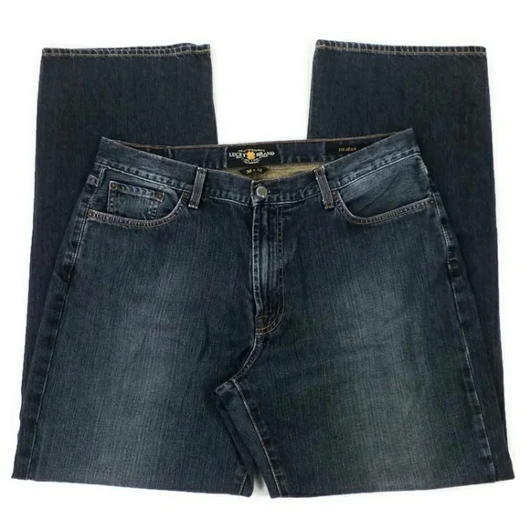 Lucky Brand 181 Dark LoveTrain Wash Relaxed Straight Leg Denim Jeans Men 36x32.5